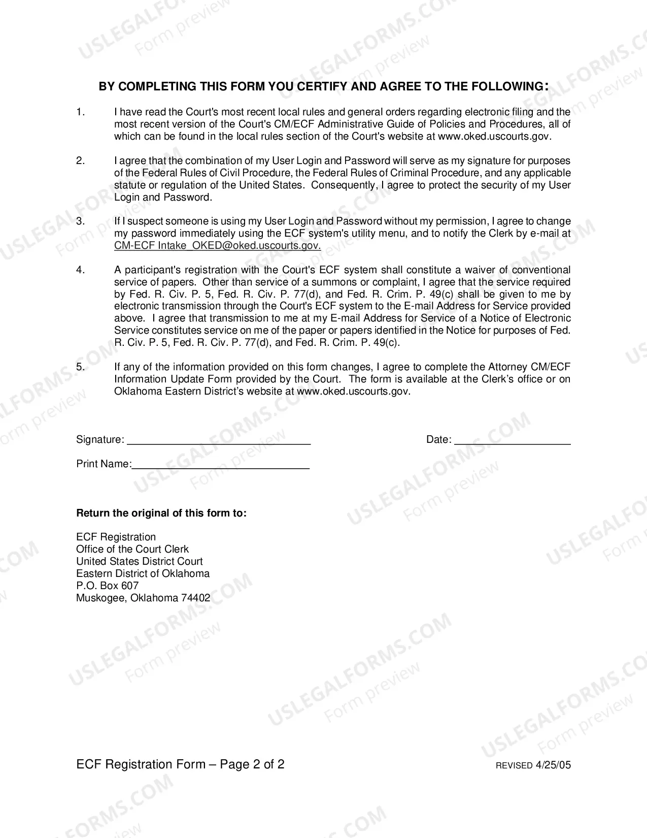 Preview CM/ECF Registration Form