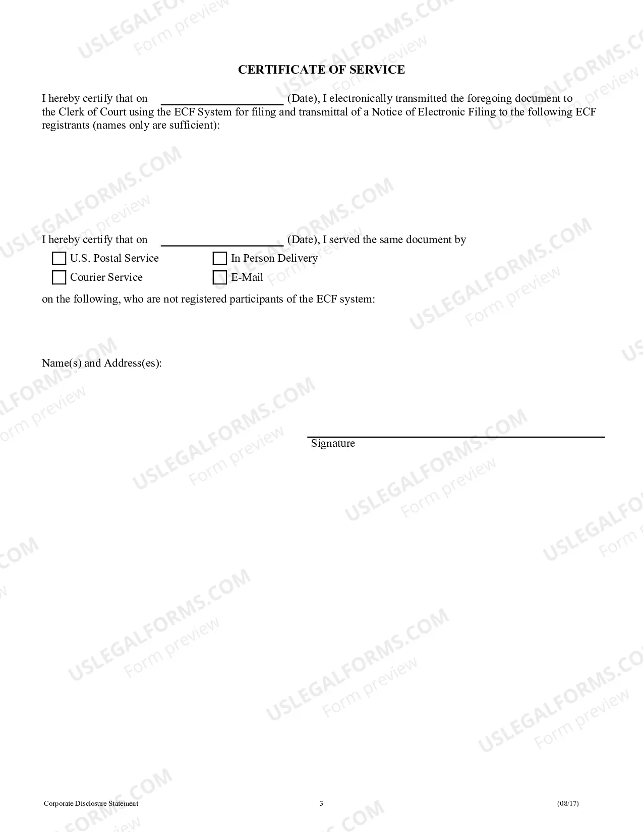 Preview Corporate Disclosure Statement