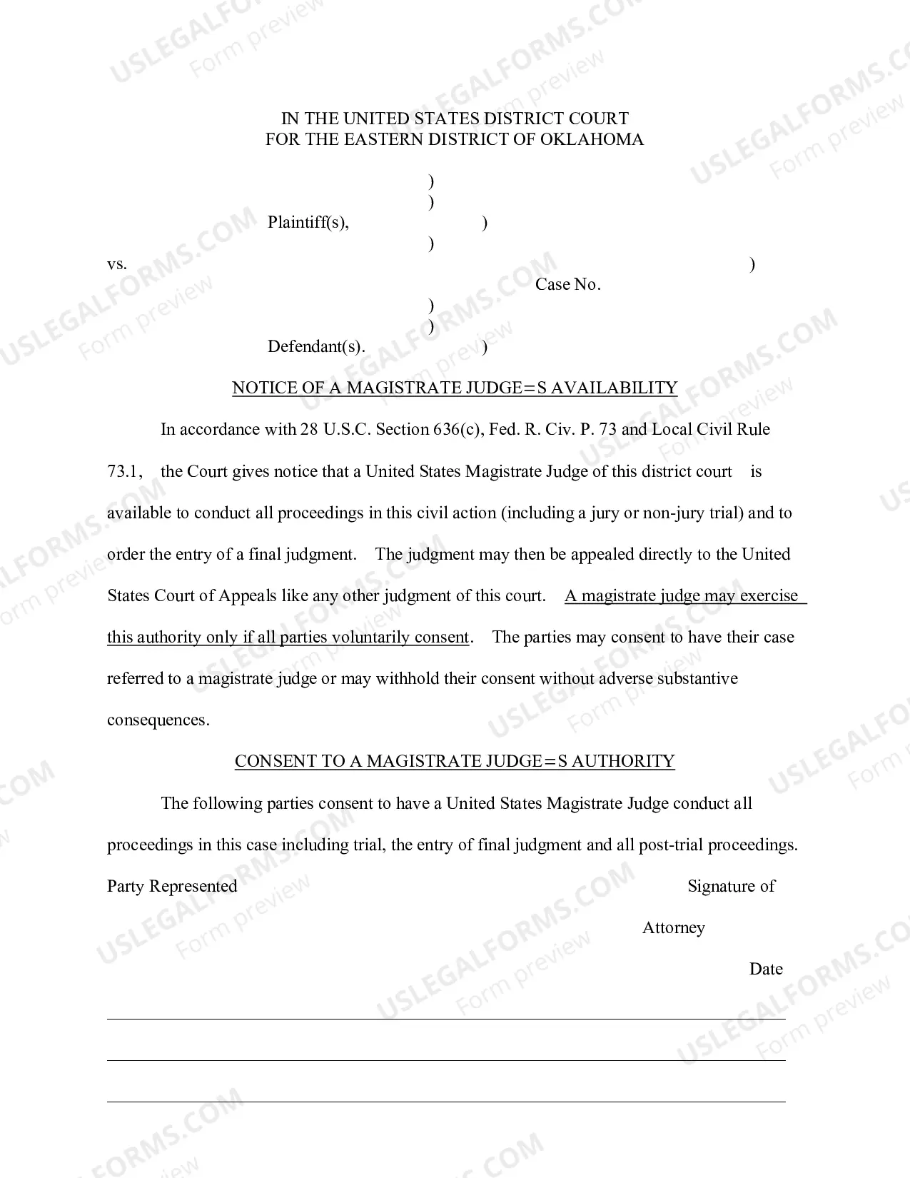 Preview Consent Form - DO NOT DOCKET
