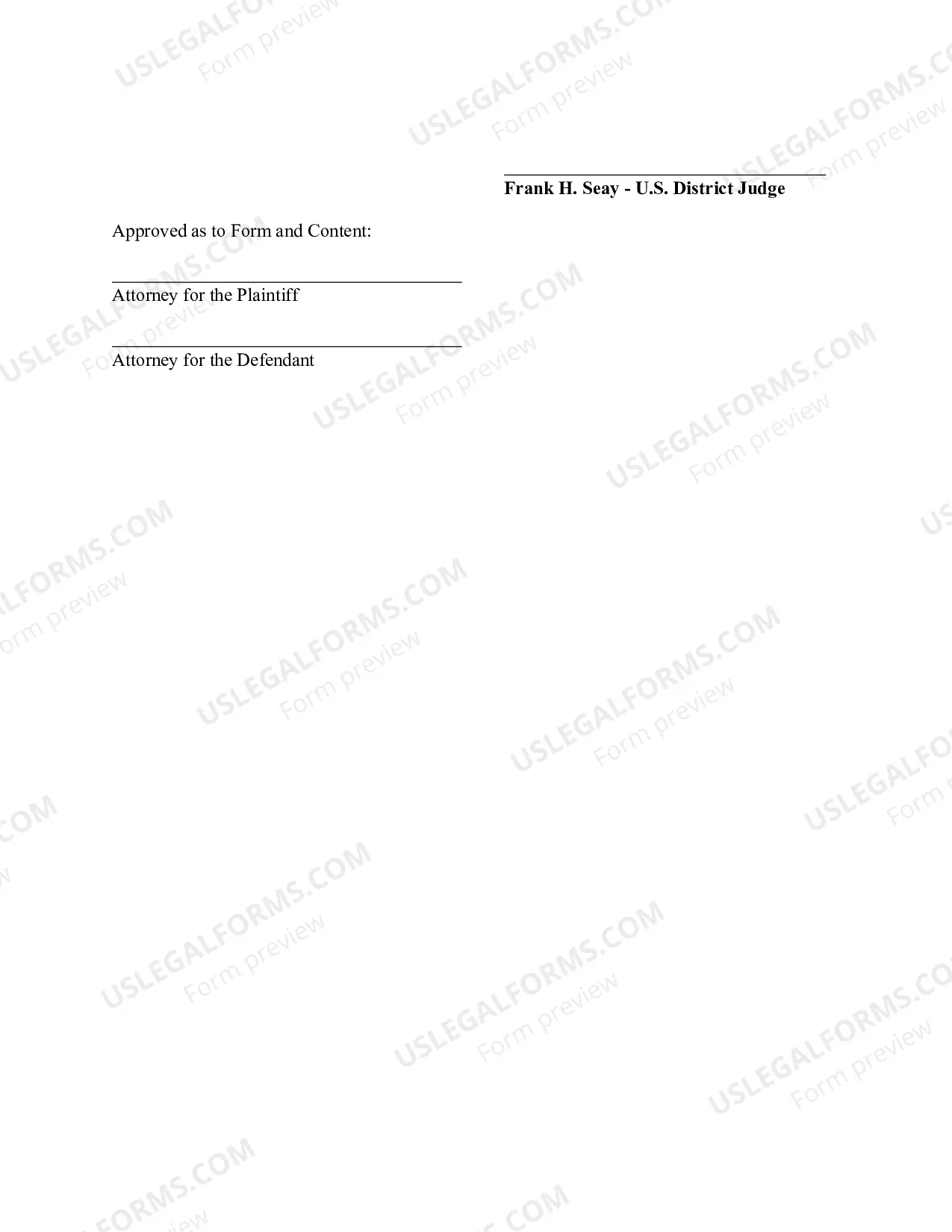Preview Pretrial Order Form - Judge Seay