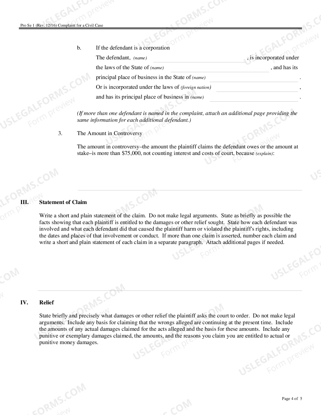 Preview Pro Se Complaint