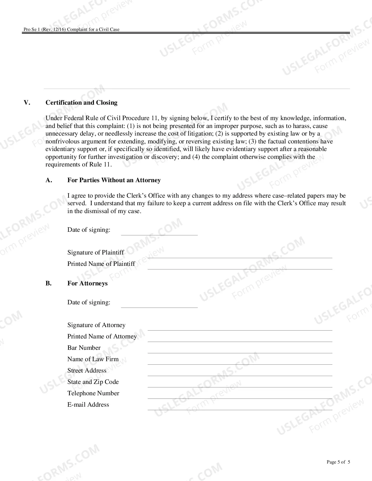 Preview Pro Se Complaint