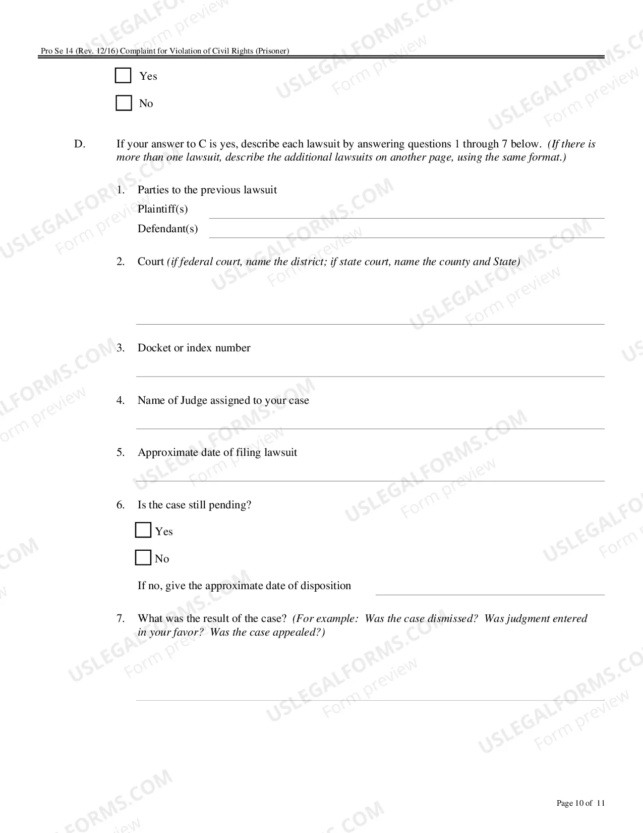 Preview Pro Se Complaint - Prisoner
