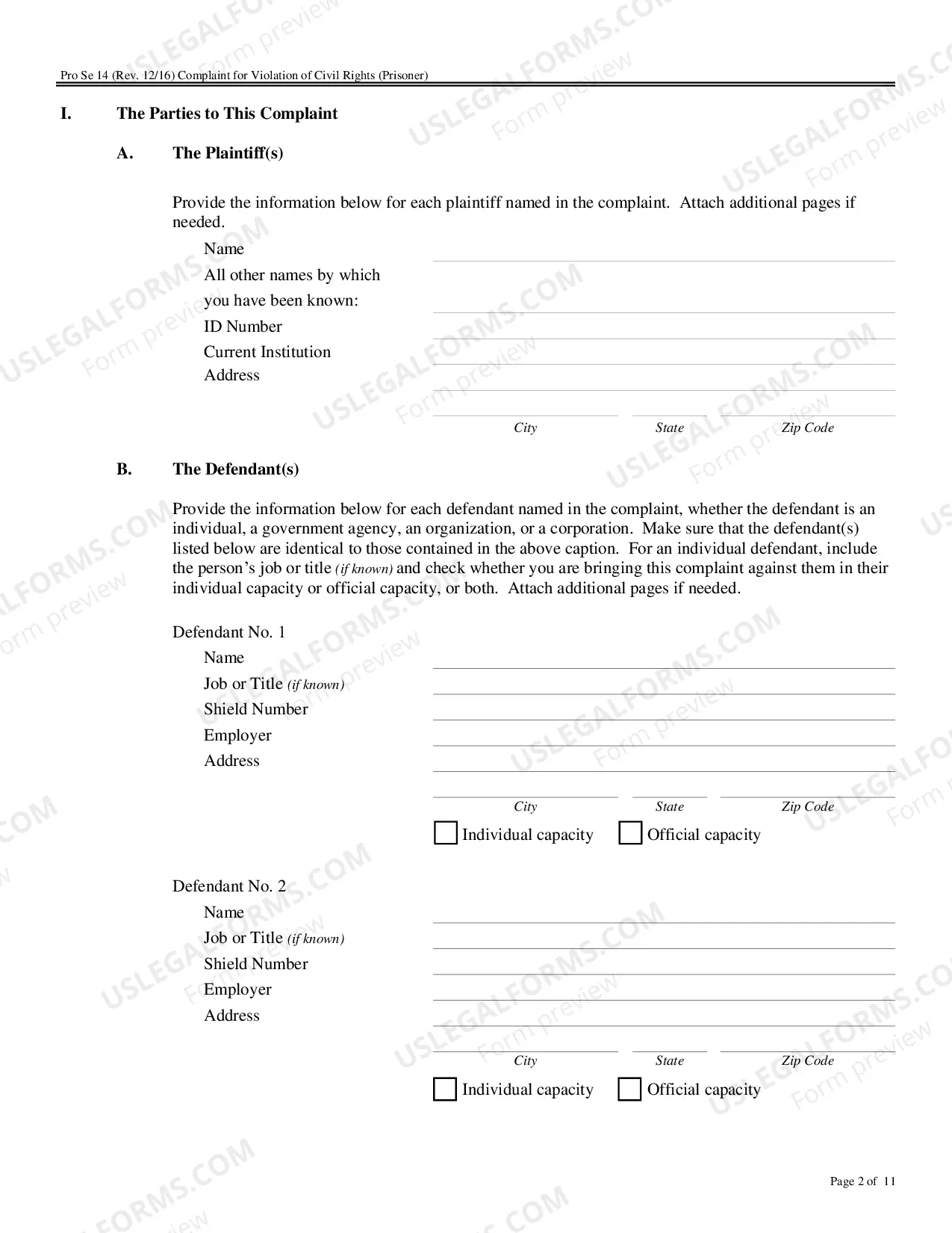 Preview Pro Se Complaint - Prisoner