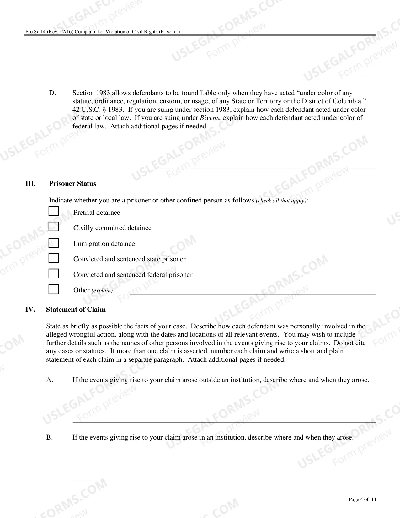 Preview Pro Se Complaint - Prisoner