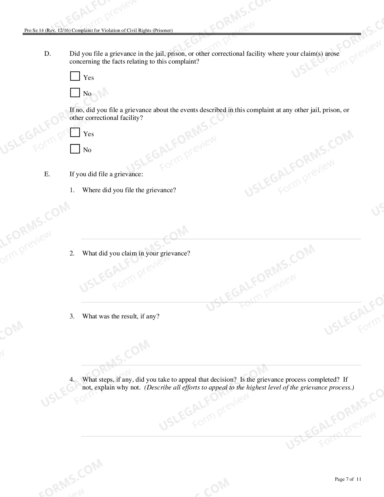 Preview Pro Se Complaint - Prisoner