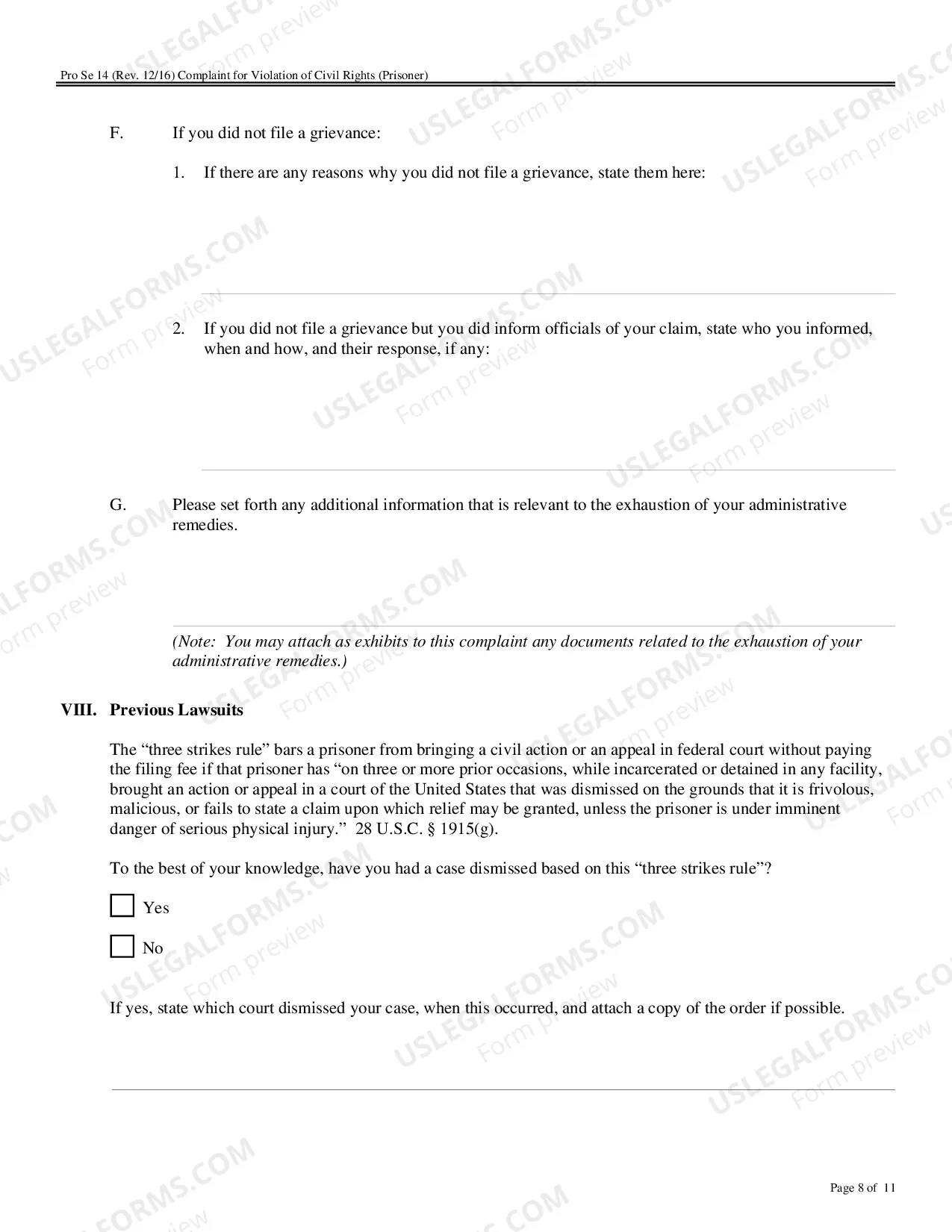 Preview Pro Se Complaint - Prisoner
