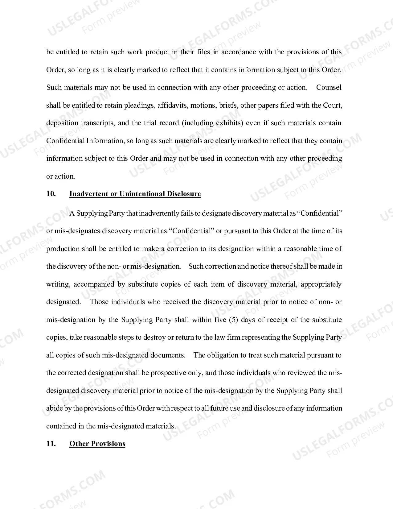 Preview Discovery Protective Order Package w/o Highly Confidential Language (PDF Version) (CV-29)
