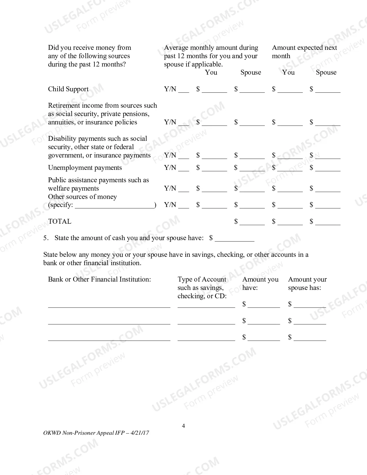 Preview Application to Appeal Without Prepaying Fees and Costs (Non-Prisoner)