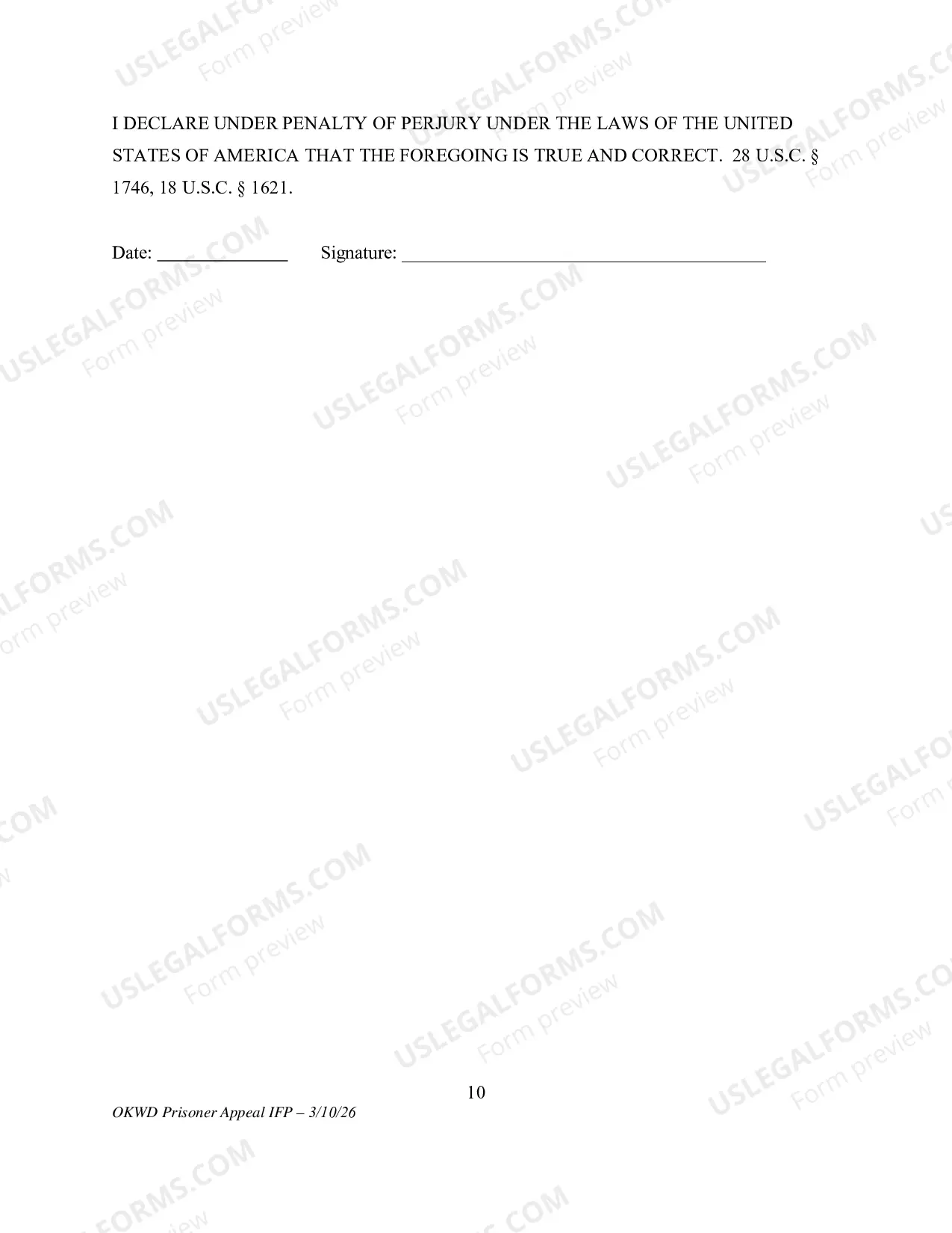 Preview Application to Appeal Without Prepaying Fees and Costs (Prisoner)(Use only for Prisoner Appeal)