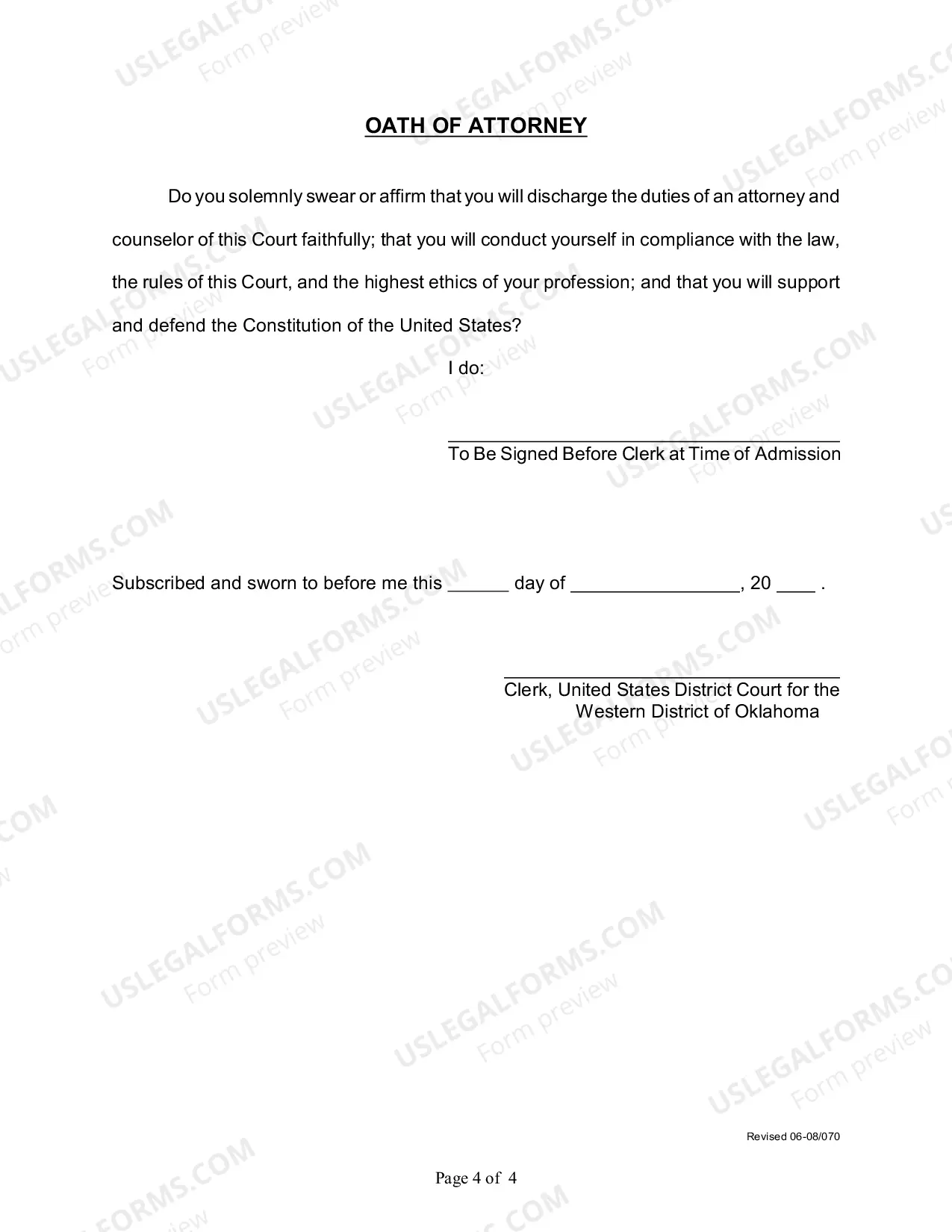 Preview Attorney Admissions and Application Form
