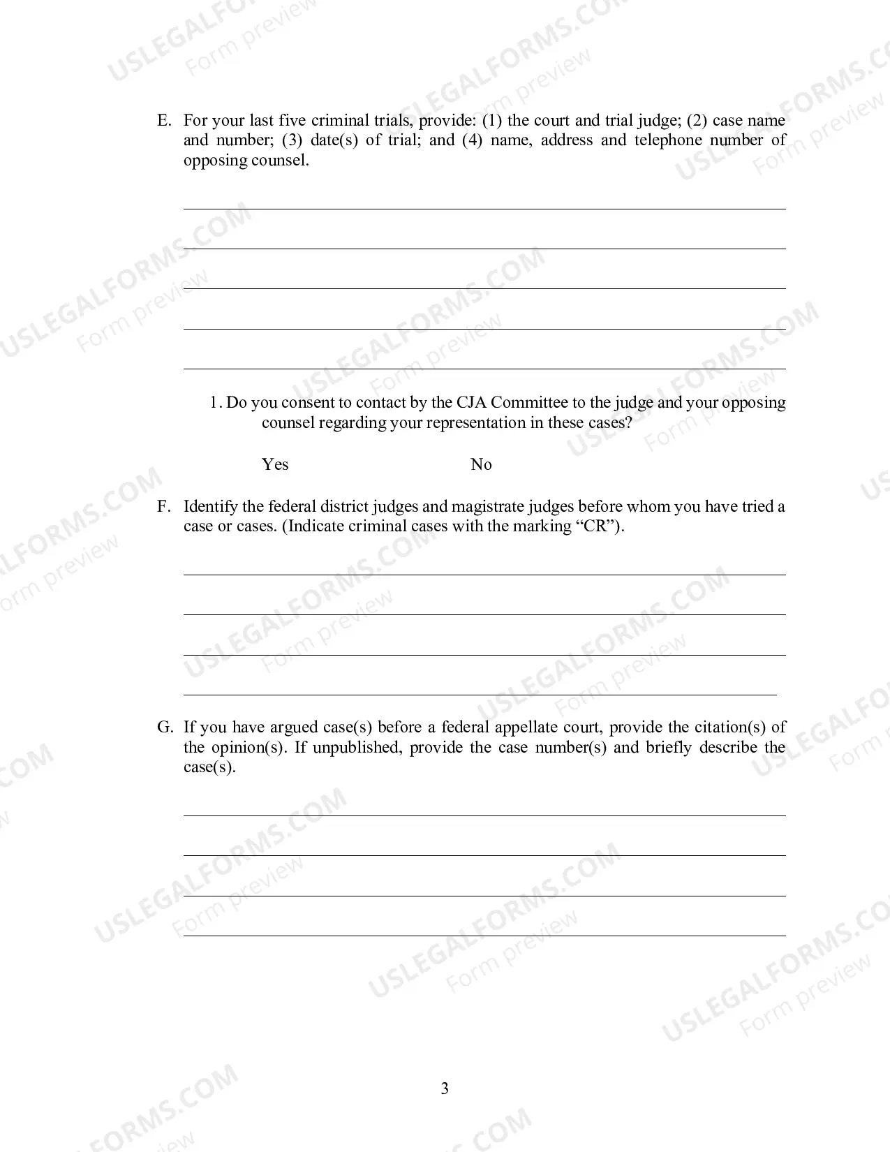 Preview CJA Application
