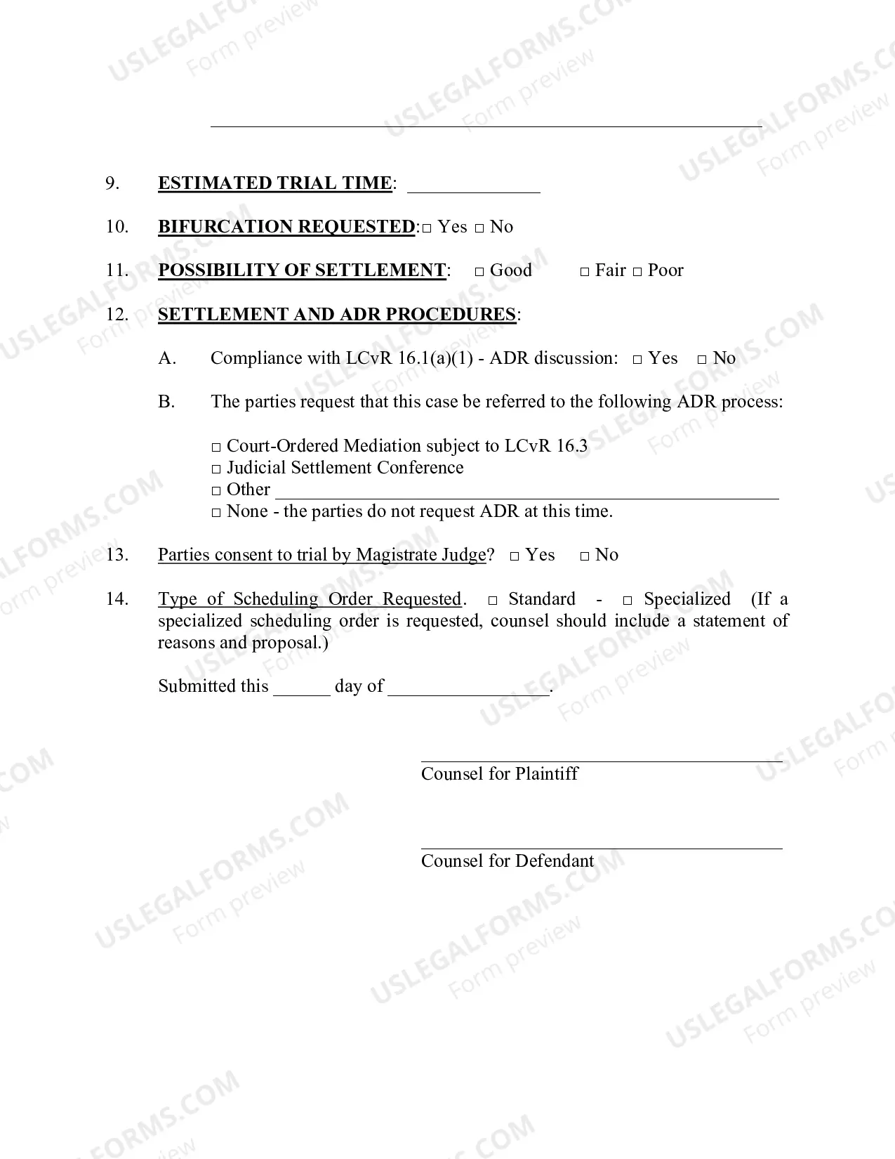 Preview Joint Status Report and Discovery Plan