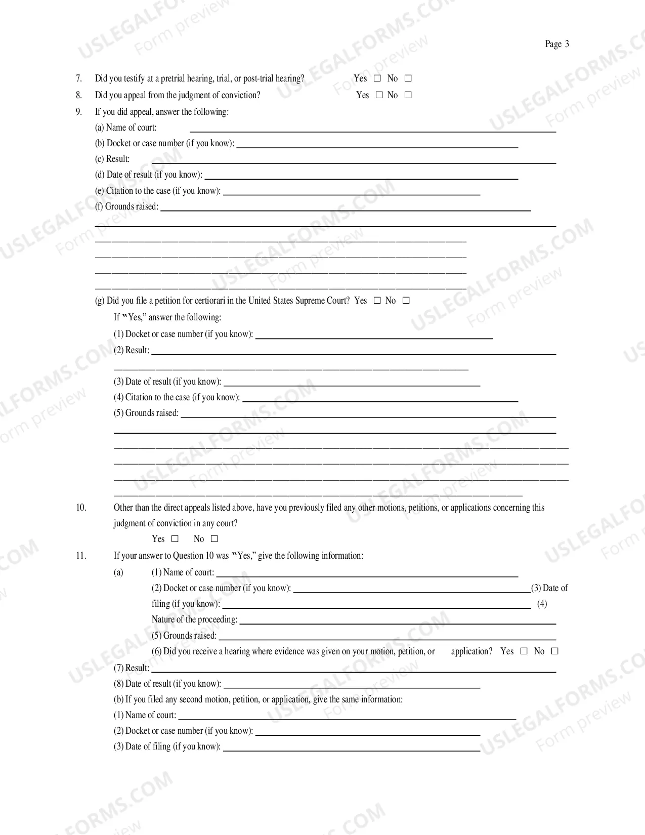 Preview Motion to Vacate, Set Aside, or Correct a Sentence(under 28 U.S.C. Sec. 2255)