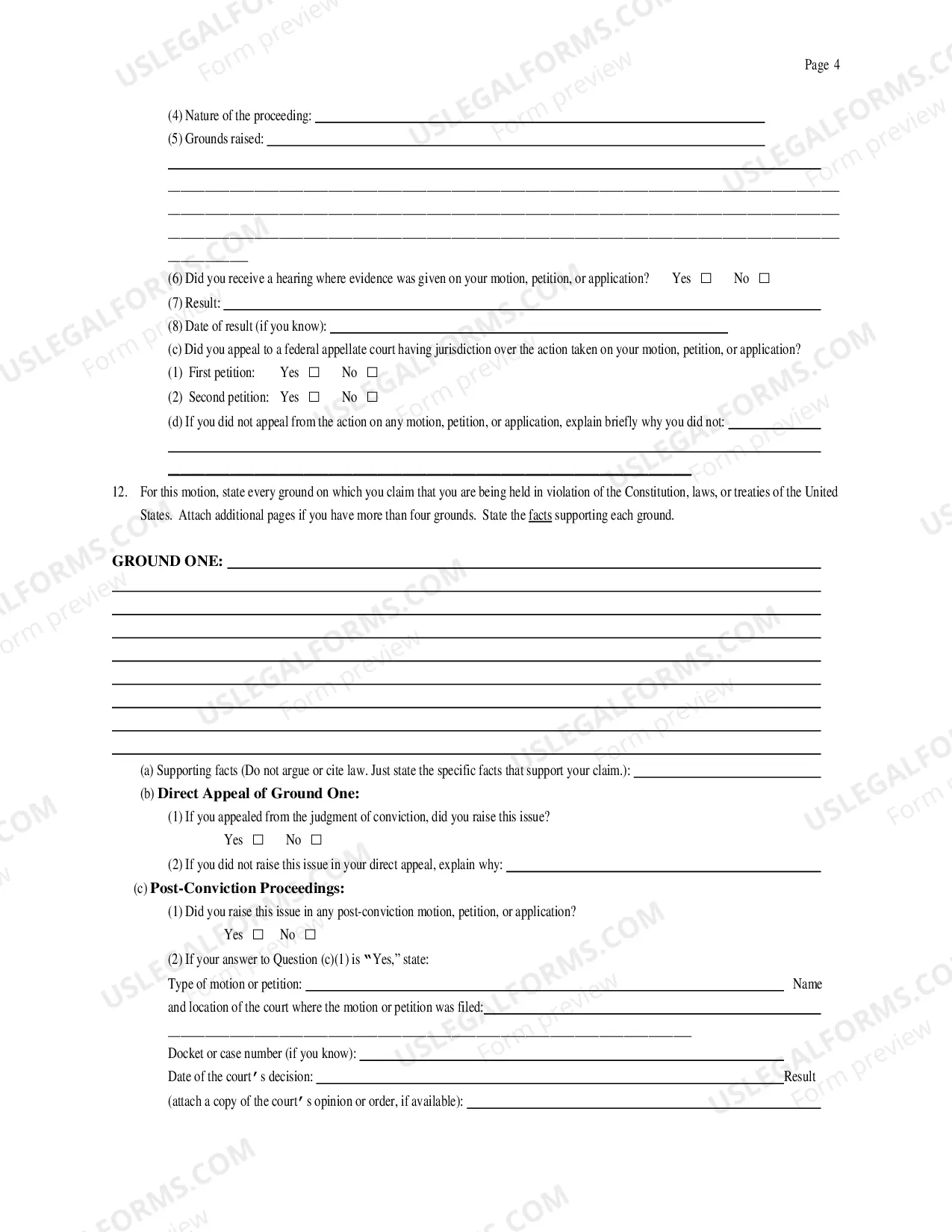 Preview Motion to Vacate, Set Aside, or Correct a Sentence(under 28 U.S.C. Sec. 2255)