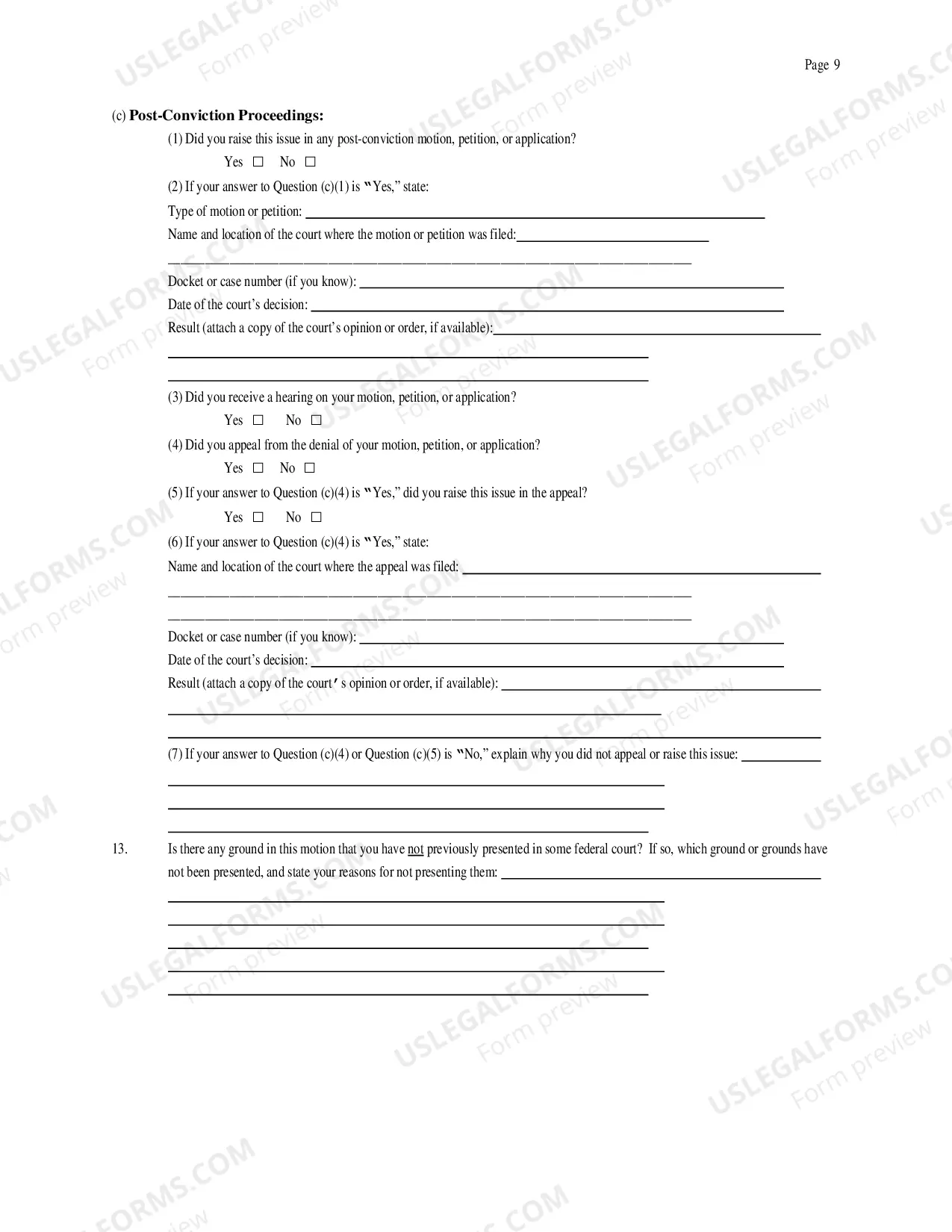 Preview Motion to Vacate, Set Aside, or Correct a Sentence(under 28 U.S.C. Sec. 2255)