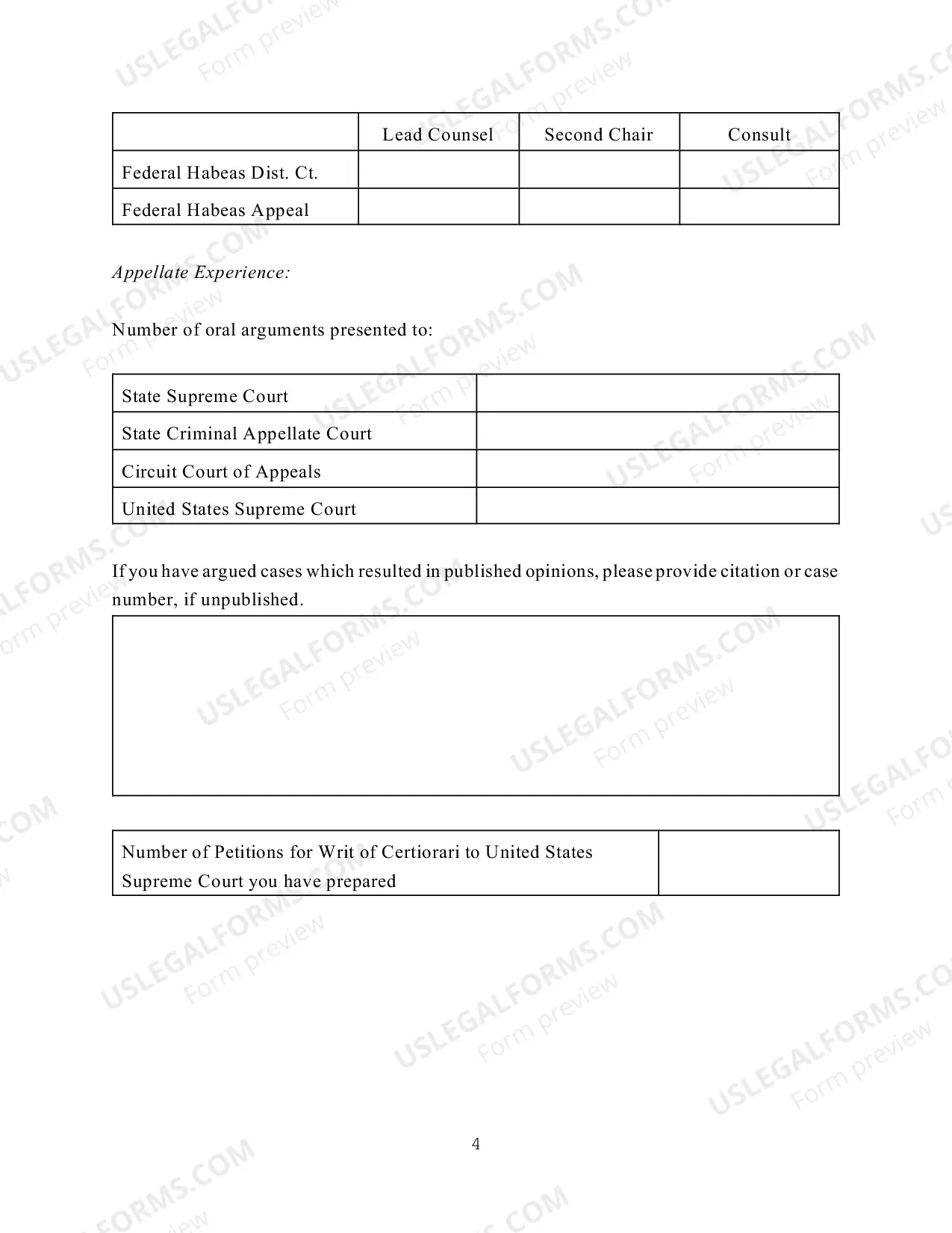 Preview Special Death Penalty Habeas Corpus Panel Application