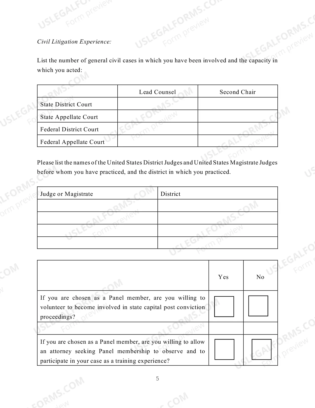 Preview Special Death Penalty Habeas Corpus Panel Application