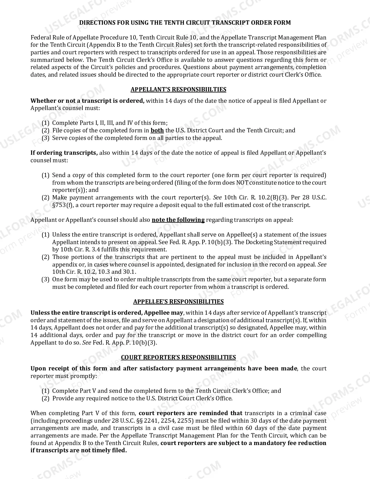 Preview Transcript Order Form