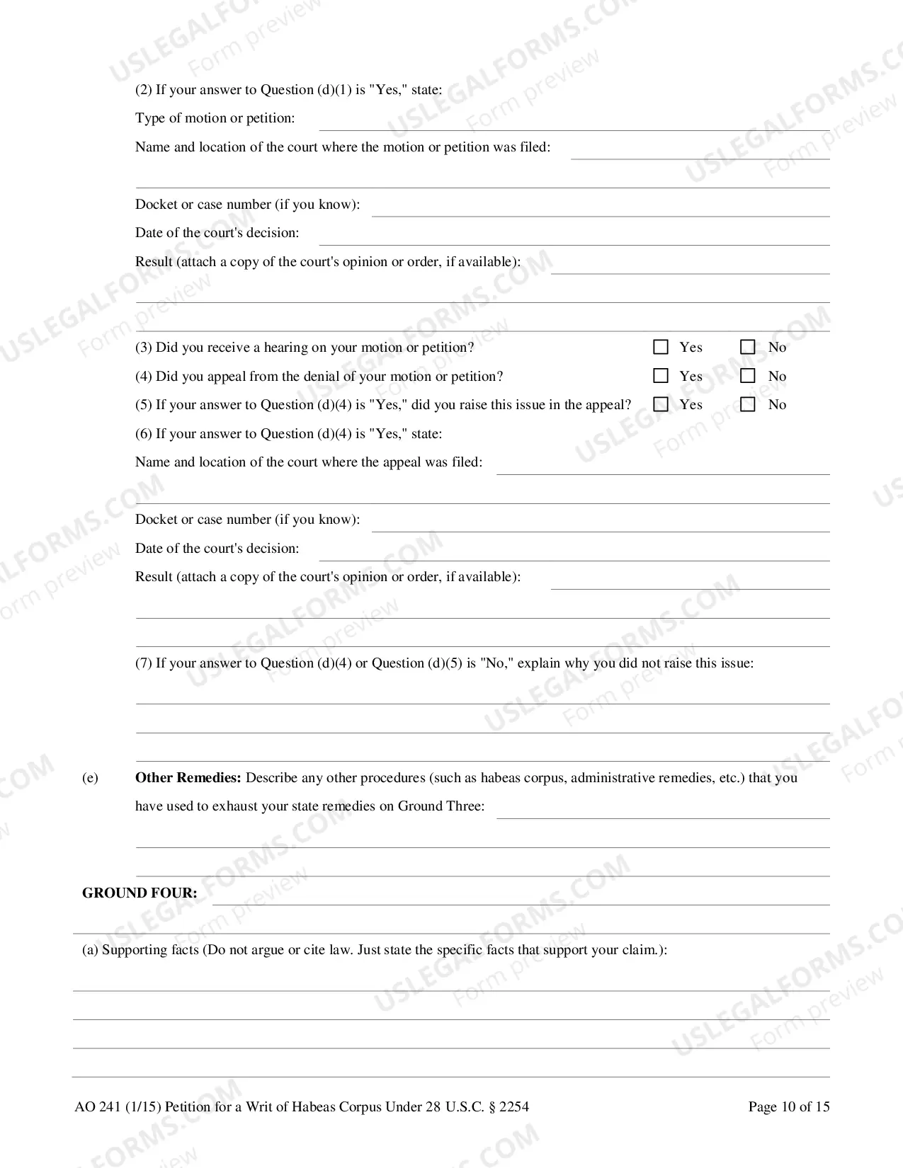 Preview Writ of Habeas Corpus(2254 -State Custody)