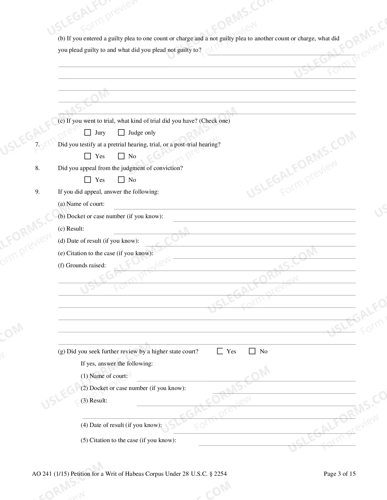 Preview Writ of Habeas Corpus(2254 -State Custody)