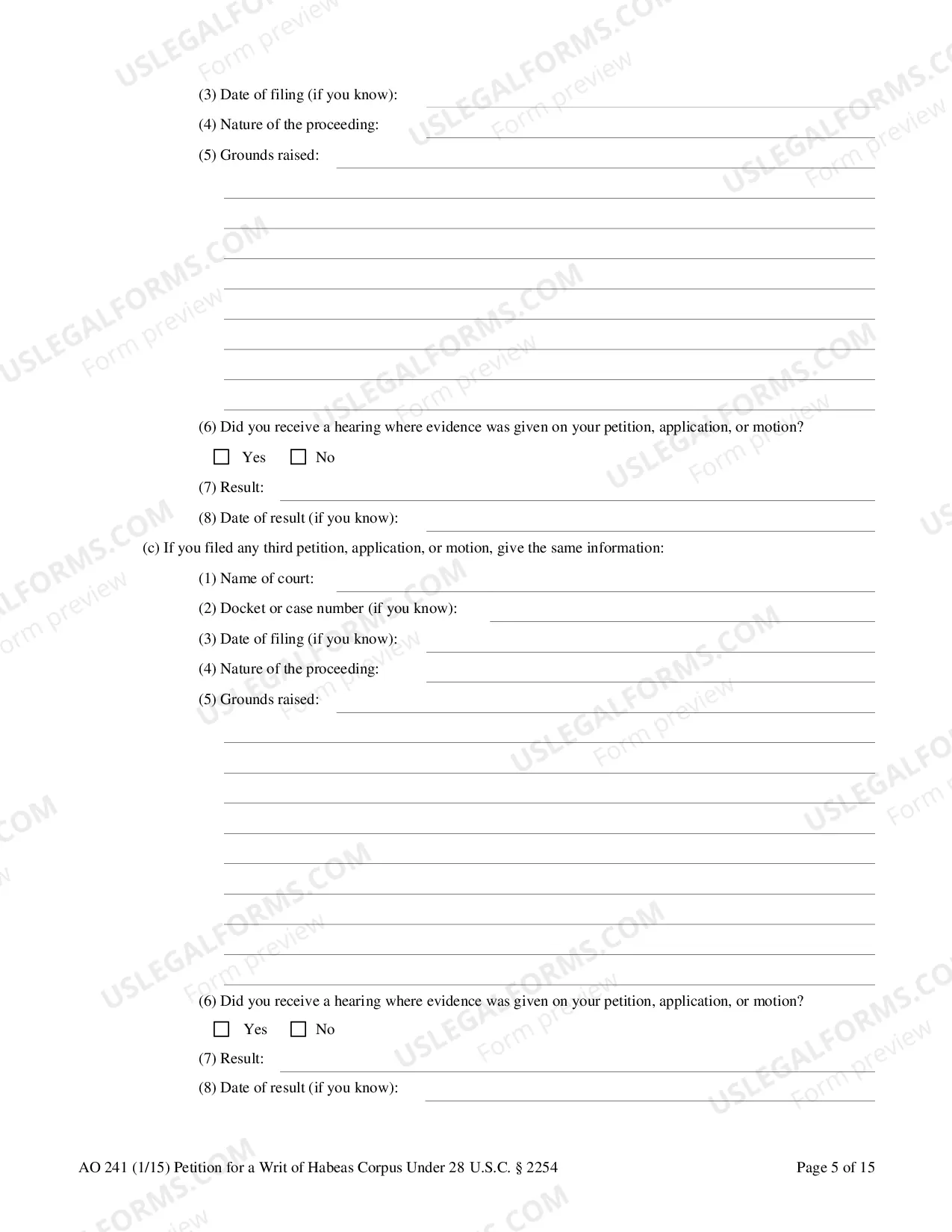 Preview Writ of Habeas Corpus(2254 -State Custody)