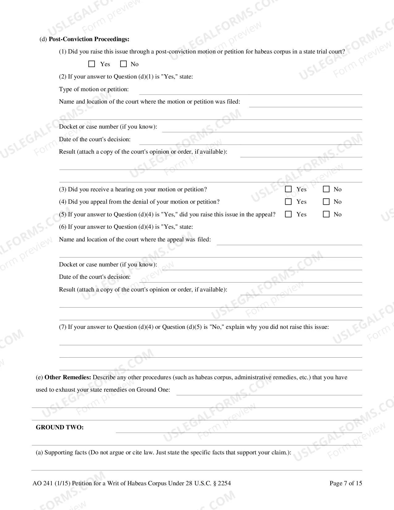 Preview Writ of Habeas Corpus(2254 -State Custody)