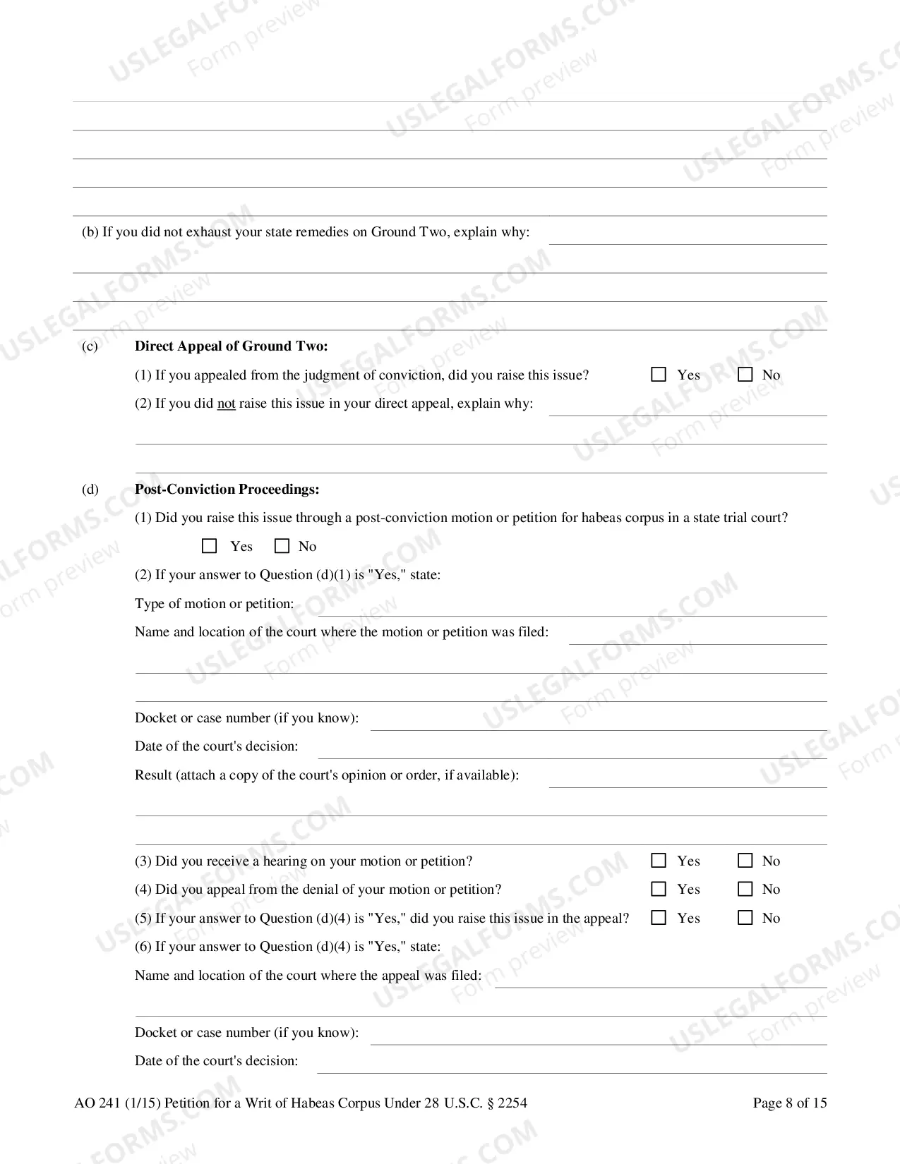 Preview Writ of Habeas Corpus(2254 -State Custody)