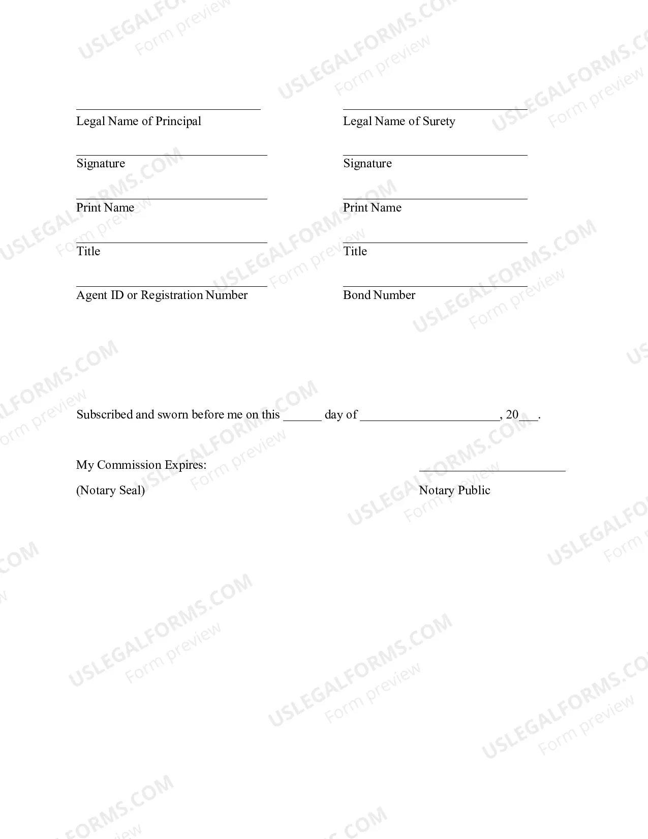 Preview Athlete Agent Bond Form