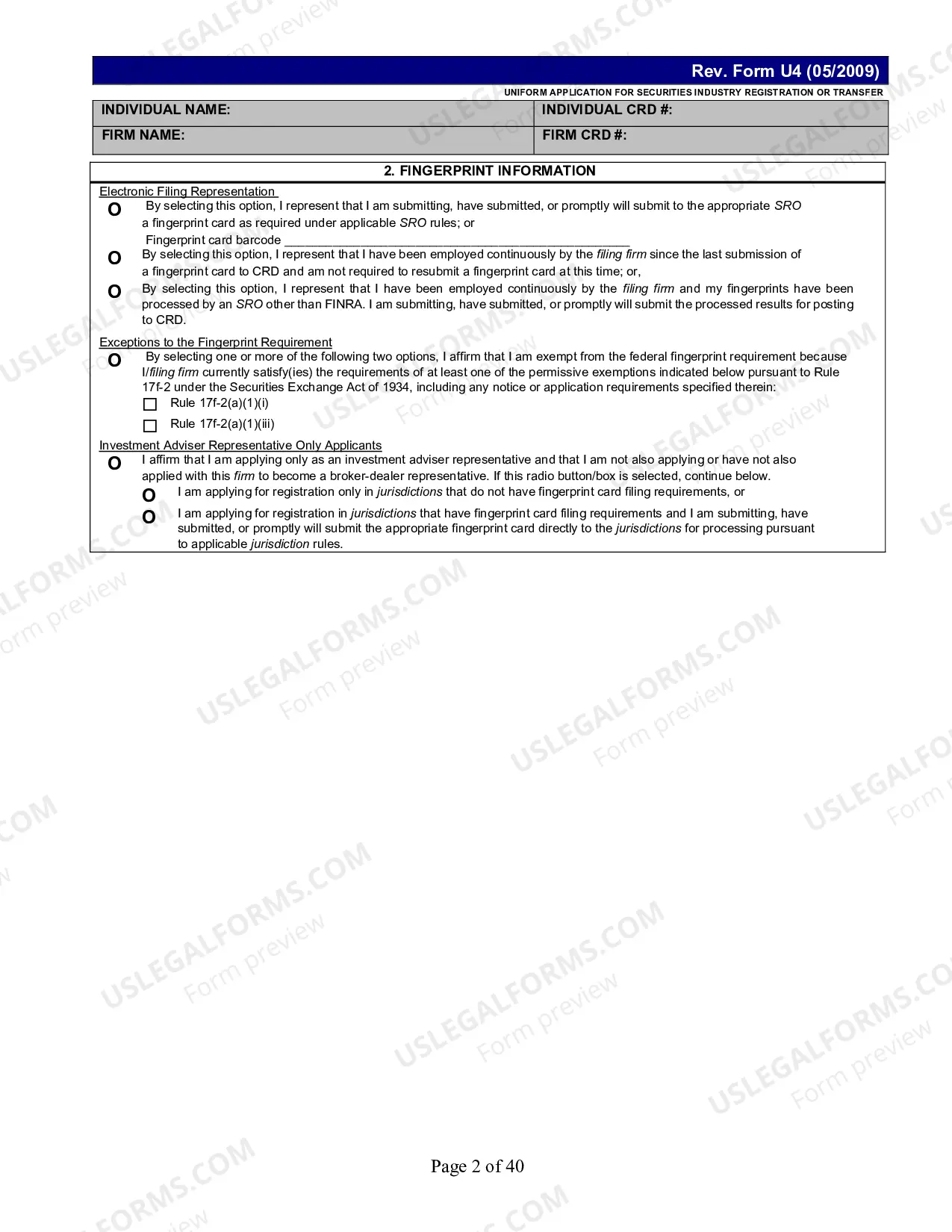 Preview Form U-4