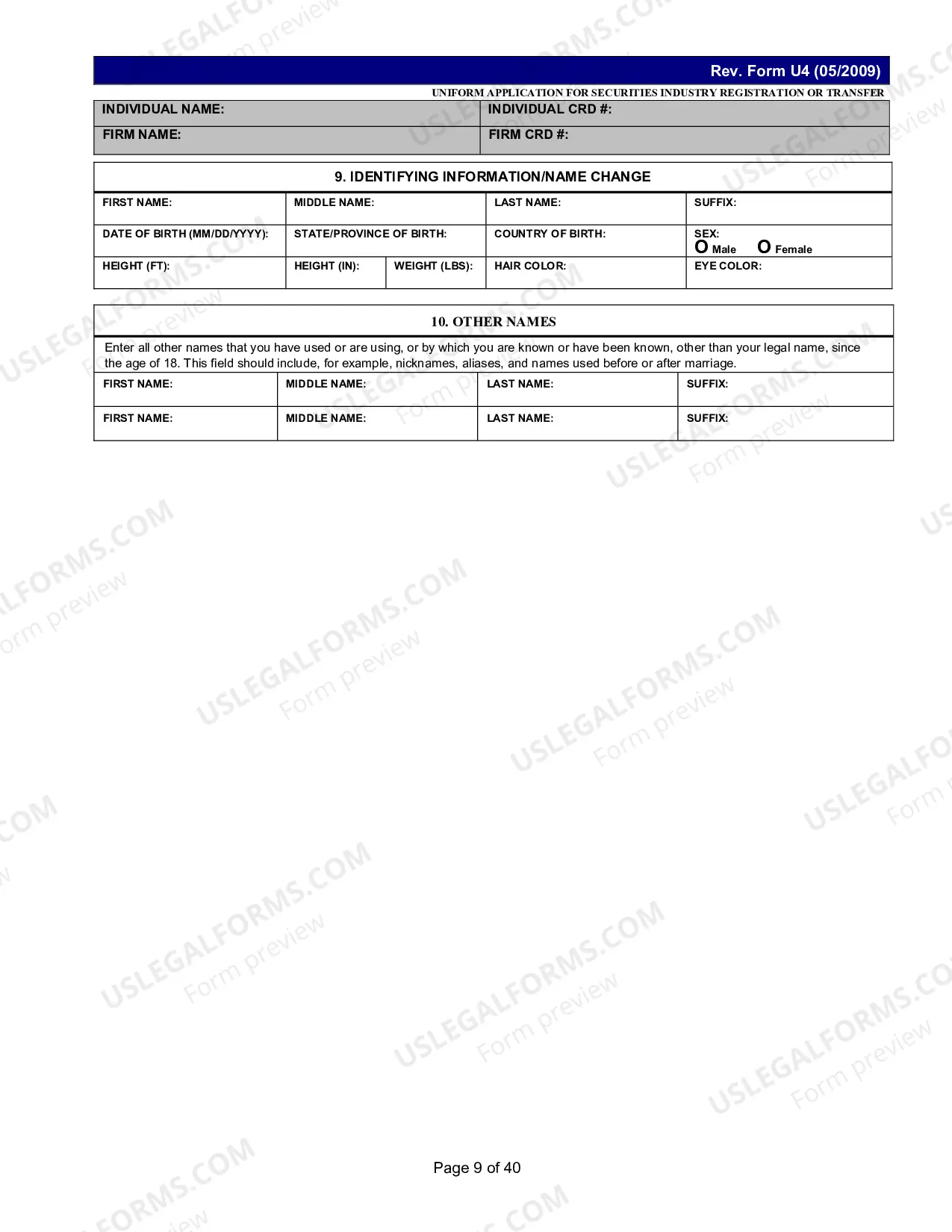 Preview Form U-4