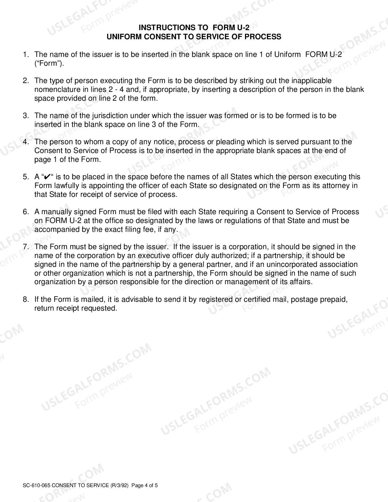 Preview Form U-2, U-2A, & InstructionsUniform Consent to Service of Process(.pdf)