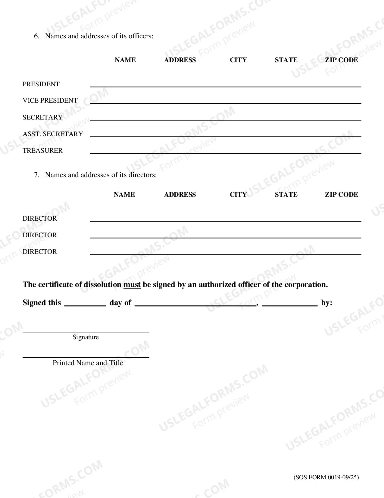 Preview Certificate of Dissolution (profit)