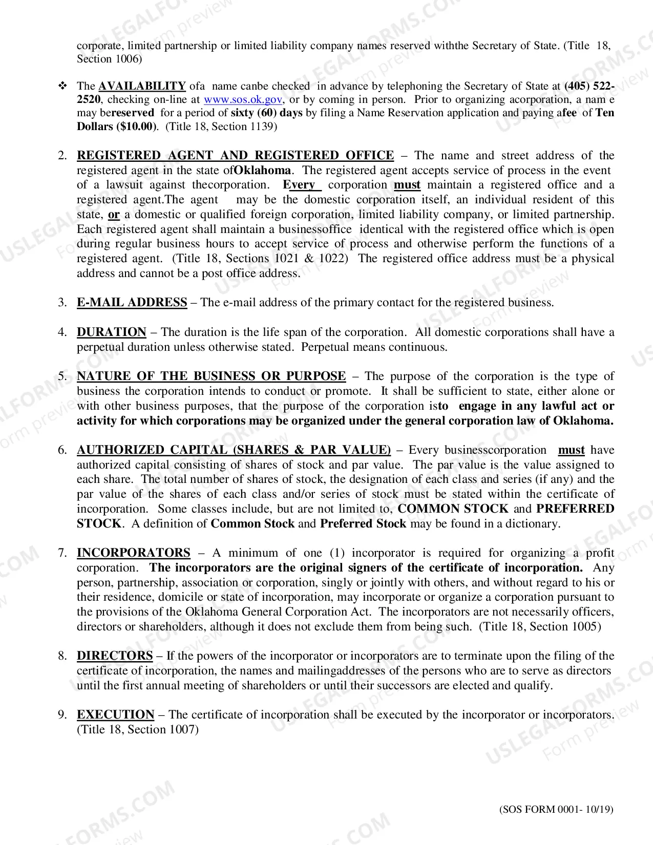 Preview Certificate of Incorporation Forms and Procedures (profit)