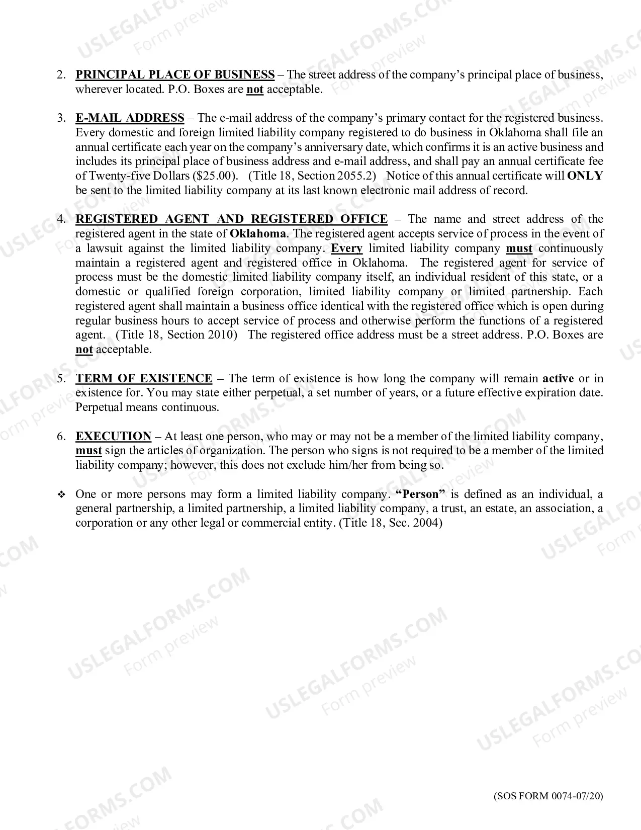 Preview Oklahoma Limited Liability Company Forms and Procedures