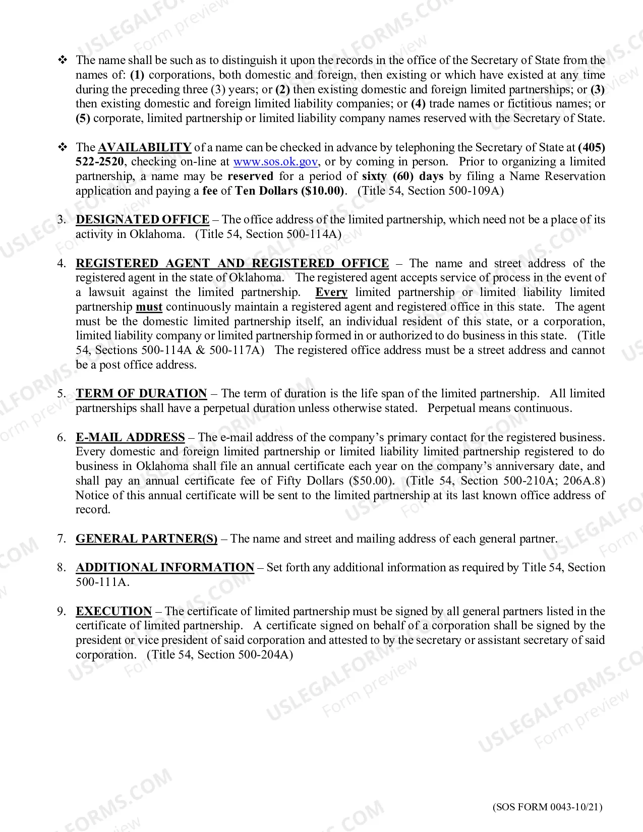 Preview Certificate of Limited Partnership Forms and Procedures