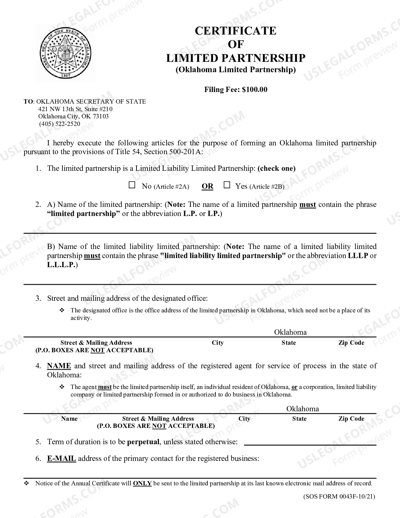 Preview Certificate of Limited Partnership Forms and Procedures