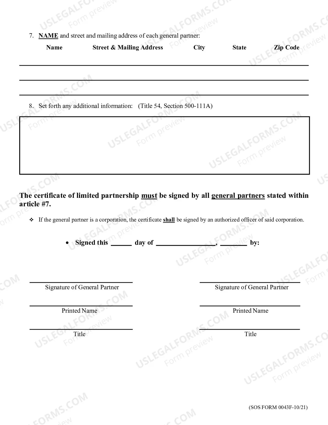 Preview Certificate of Limited Partnership Forms and Procedures