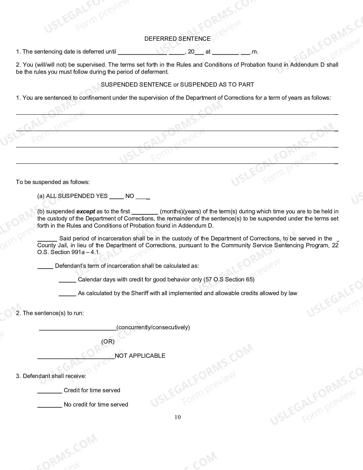 Preview Mandatory Forms to be Utilized in Criminal Cases in the State of Oklahoma