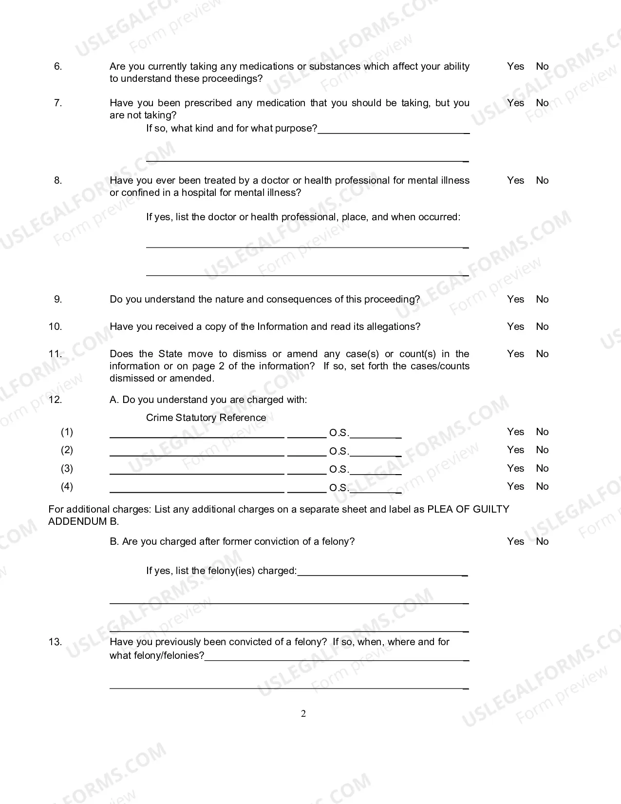 Preview Mandatory Forms to be Utilized in Criminal Cases in the State of Oklahoma