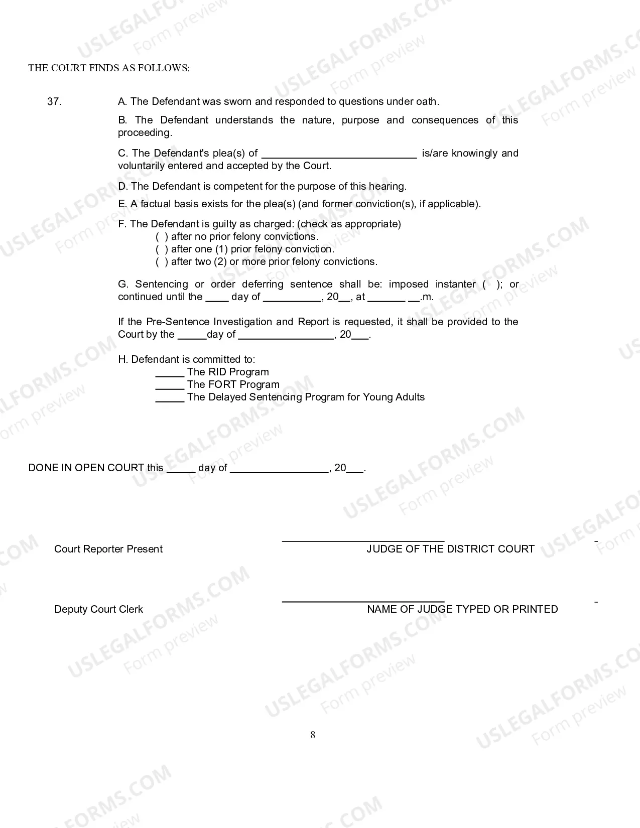 Preview Mandatory Forms to be Utilized in Criminal Cases in the State of Oklahoma