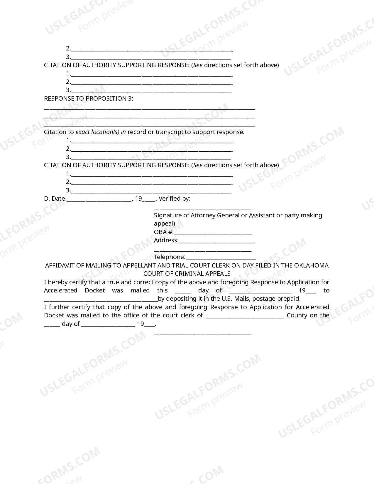 Preview Response to Application for Accelerated Docket