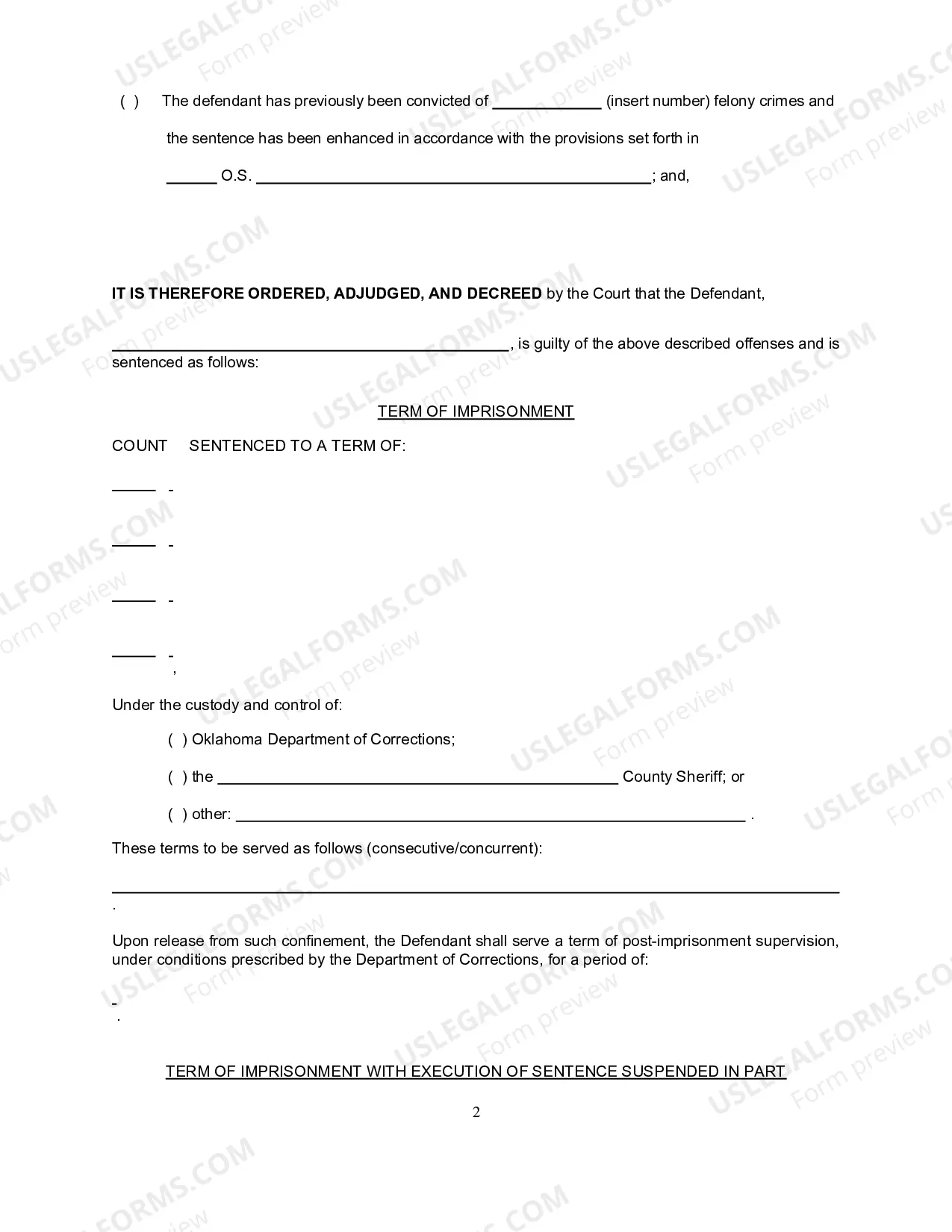 Preview Uniform Judgment and Sentence
