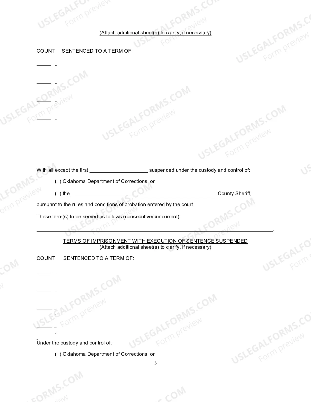 Preview Uniform Judgment and Sentence