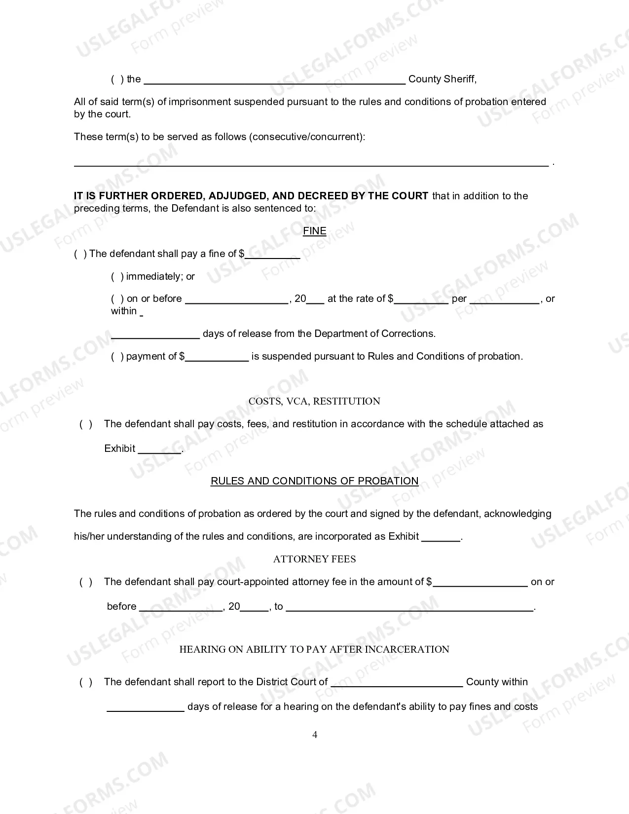 Preview Uniform Judgment and Sentence