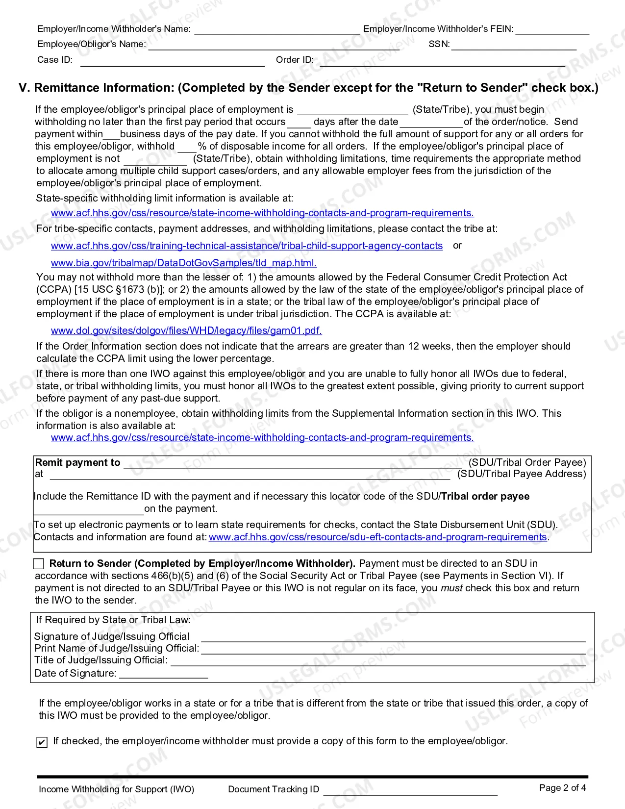 Preview Income Withholding For Support
