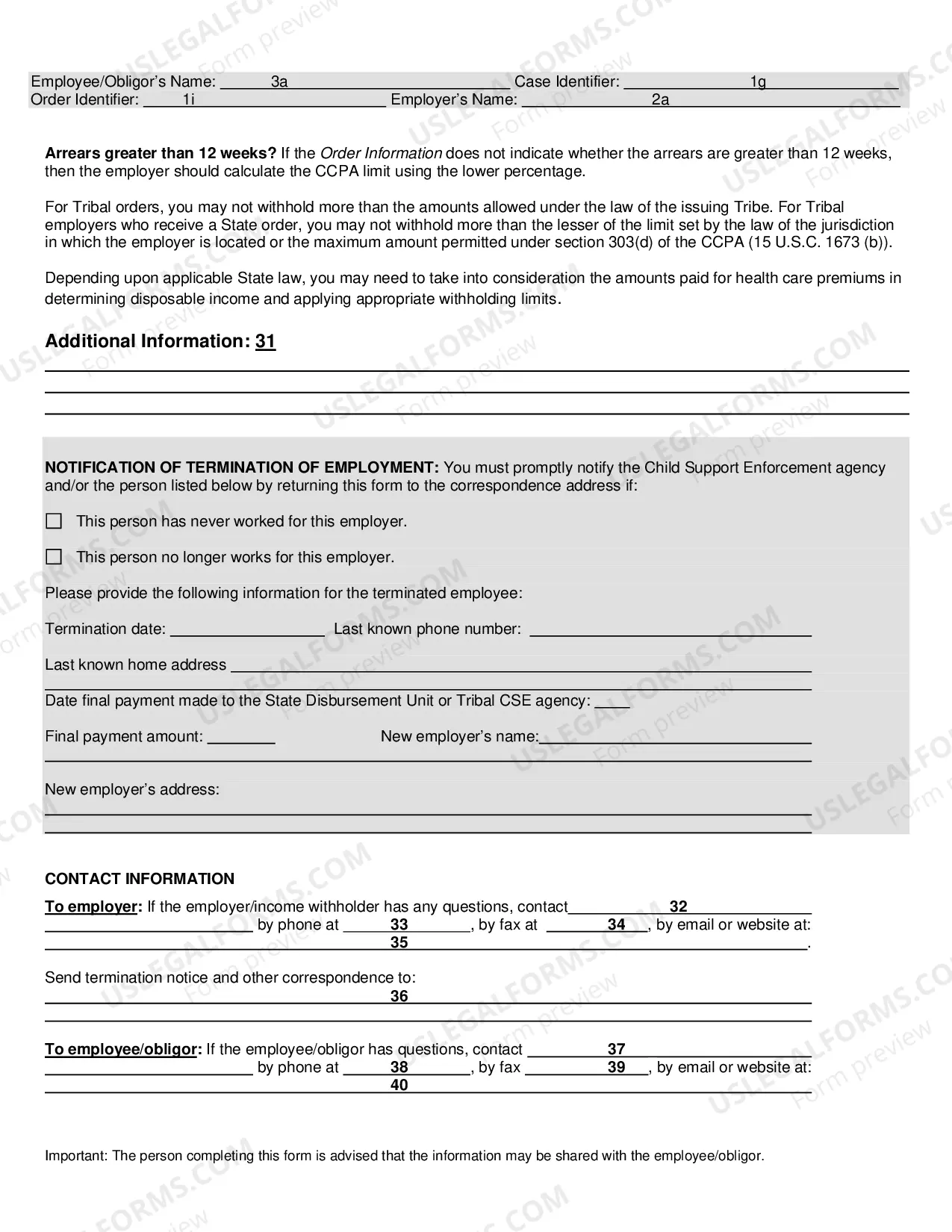 Preview Income Withholding For Support (Instructions)