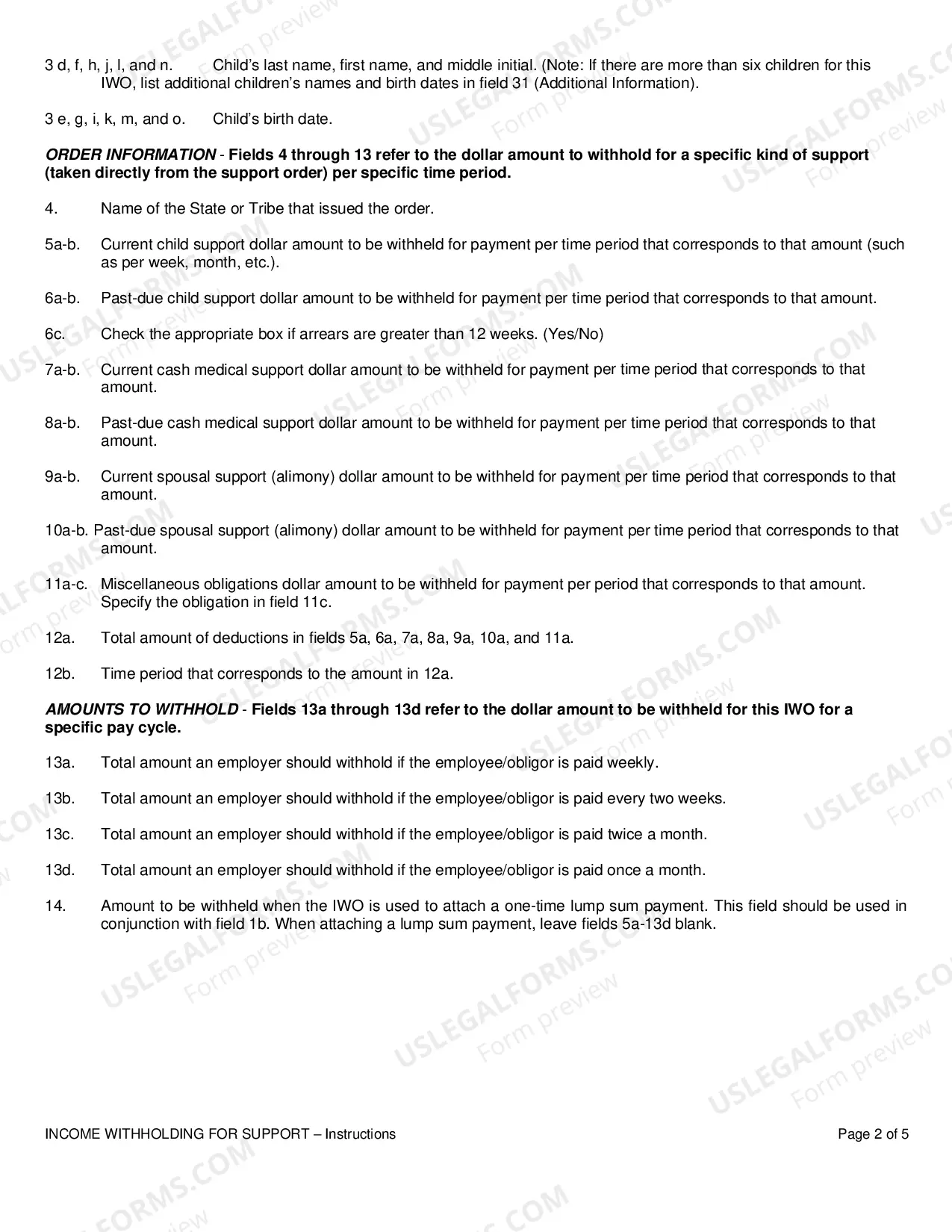 Preview Income Withholding For Support (Instructions)