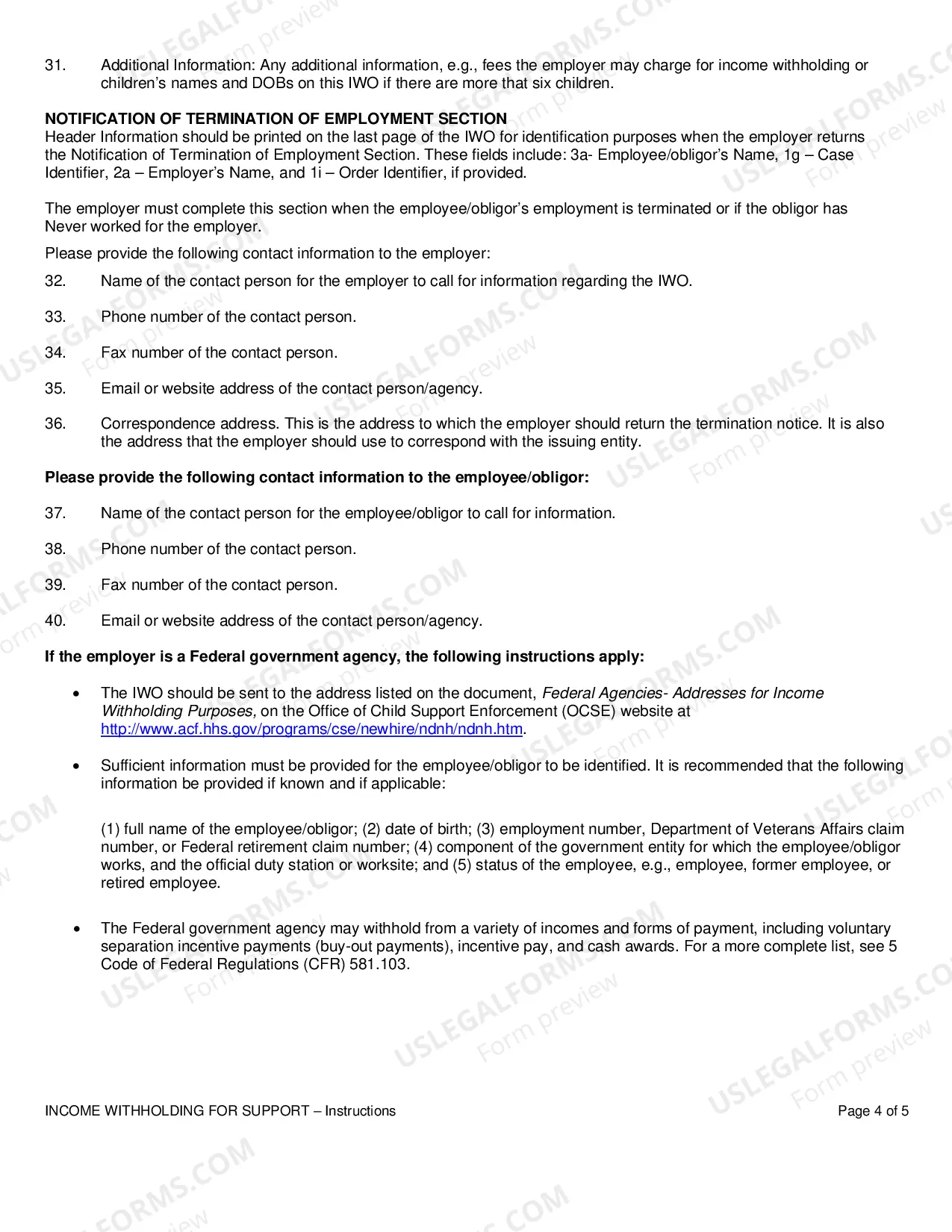 Preview Income Withholding For Support (Instructions)
