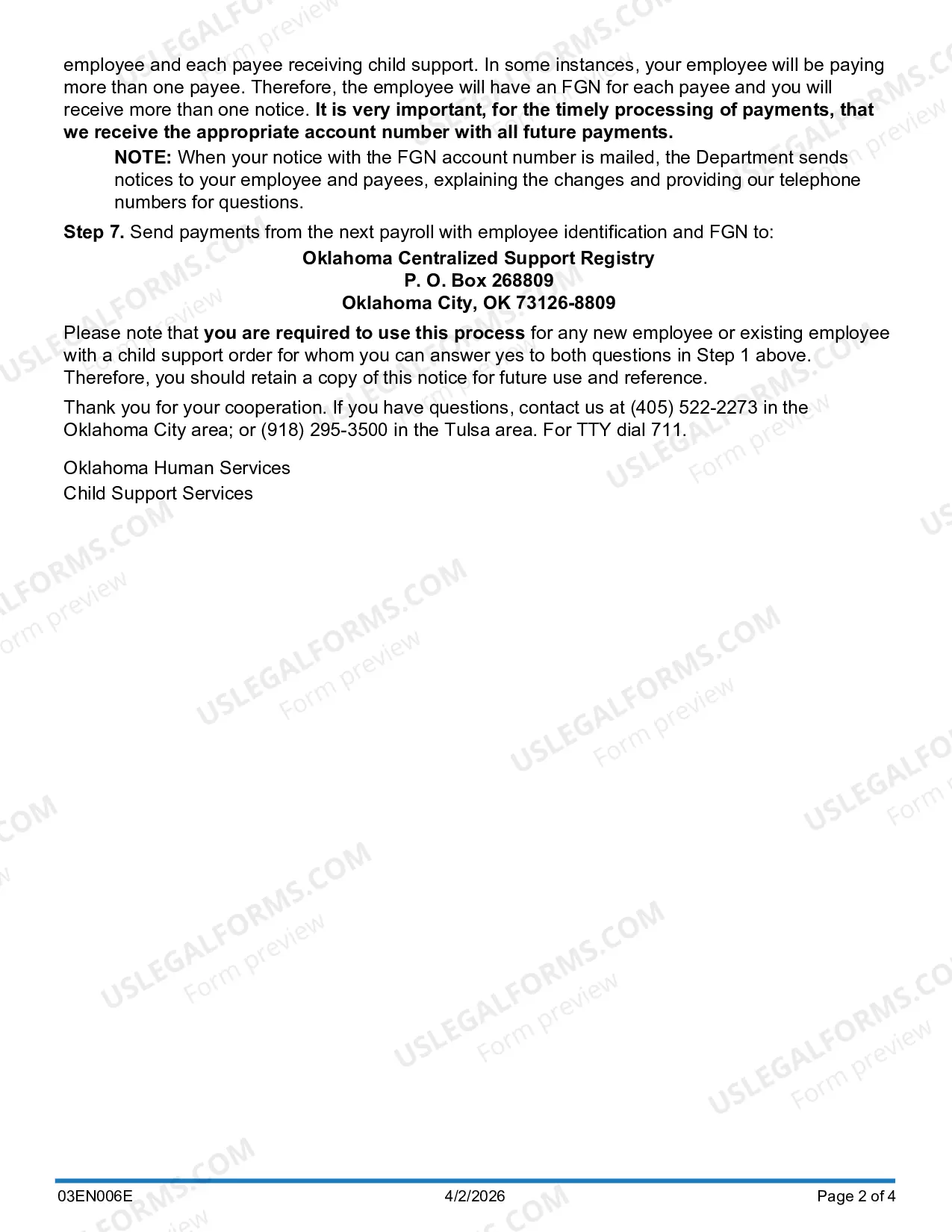 Preview Initial Notice To Employers Re Child Support Payments
